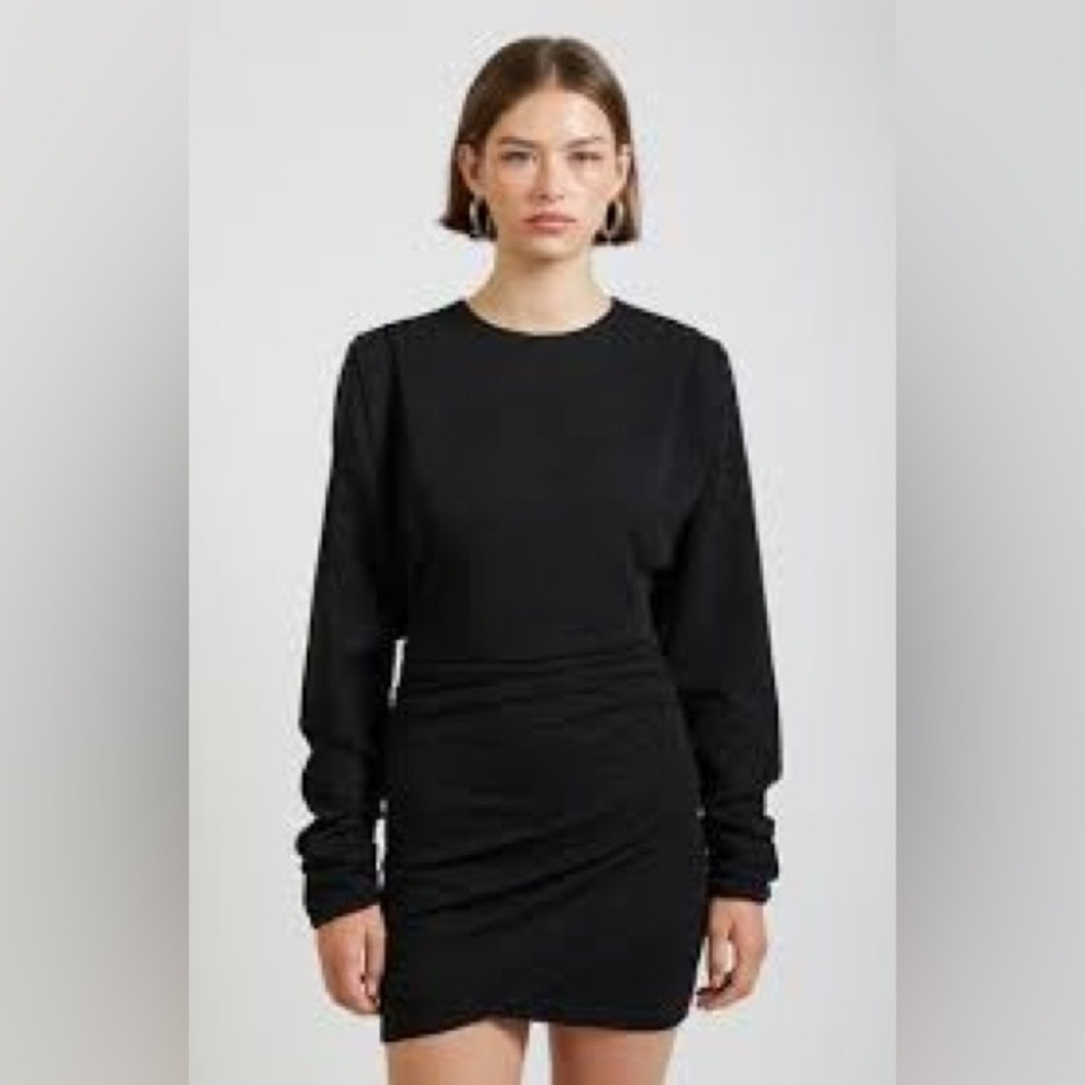 En Saison NWT Ada Ruched Mini Dress in Black Size Small